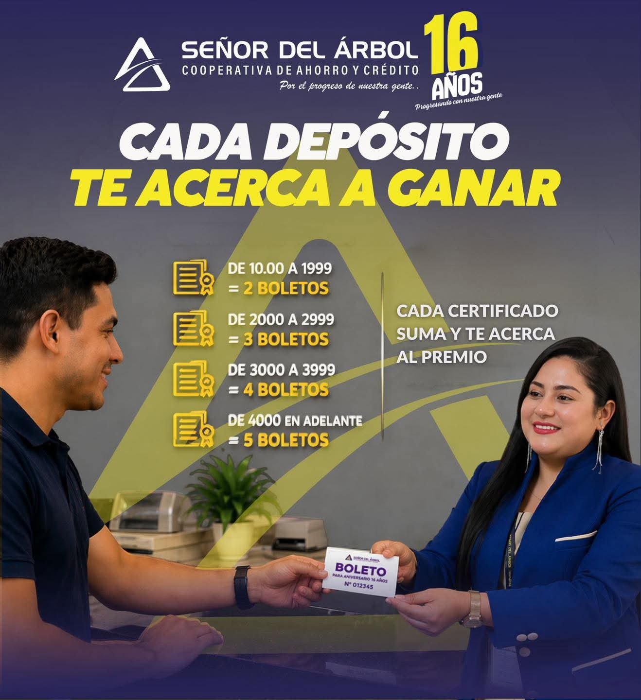 Cooperativa Señor del Árbol premia el ahorro en su aniversario número 16